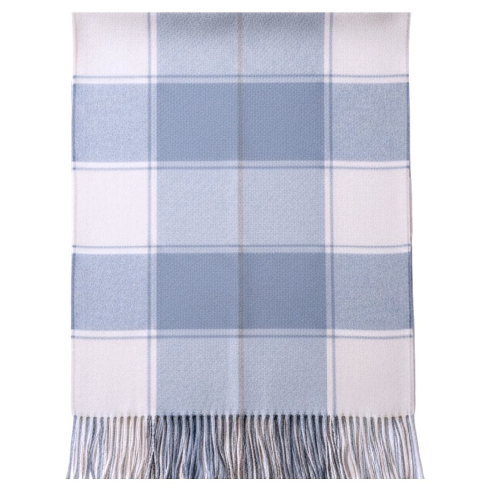 NWT 100% Cashmere Blue & White Plaid  Soft Luxurious Throw Charter Club  50x 60